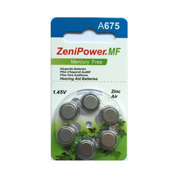 Pilas Zenipower A675 audífonos (Sin mercurio) - Ayudas tecnicas. Ayudas tecnicas sordos. Productos de ayuda
