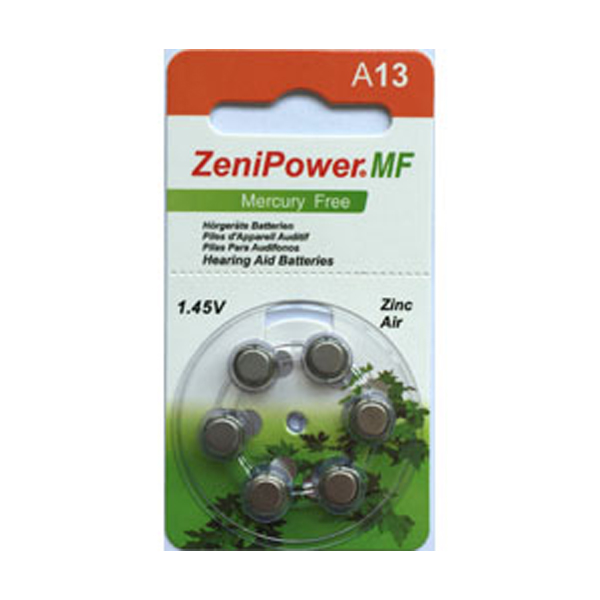 Pilas Zenipower A13 audífonos (Sin mercurio) - Ayudas tecnicas. Ayudas tecnicas sordos. Productos de ayuda