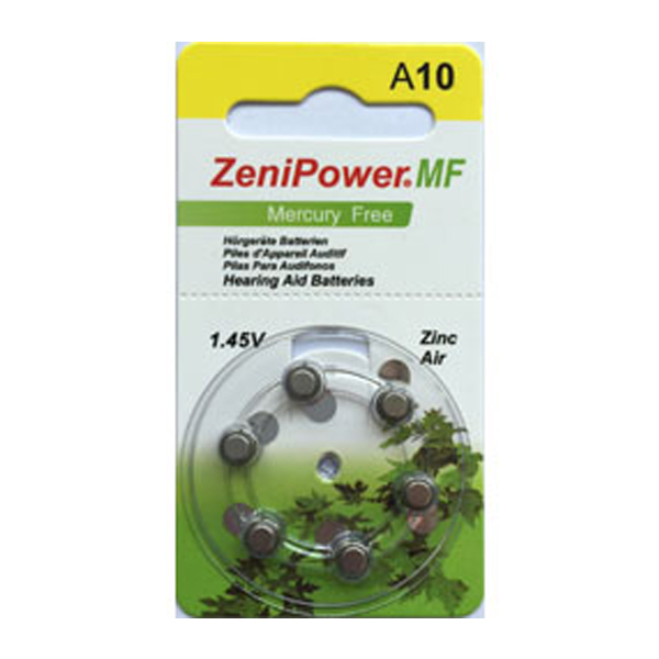 Pilas Zenipower A10 audífonos (Sin mercurio) - Ayudas tecnicas. Ayudas tecnicas sordos. Productos de ayuda